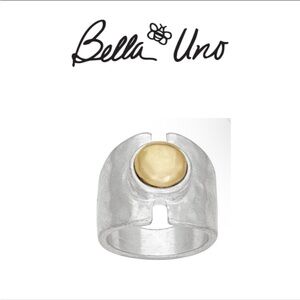 NWT - BELLA UNO Silver Plated two-tone split front ring Size 8